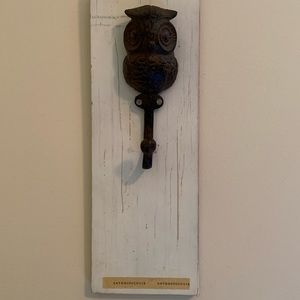 Handmade owl coat hook.